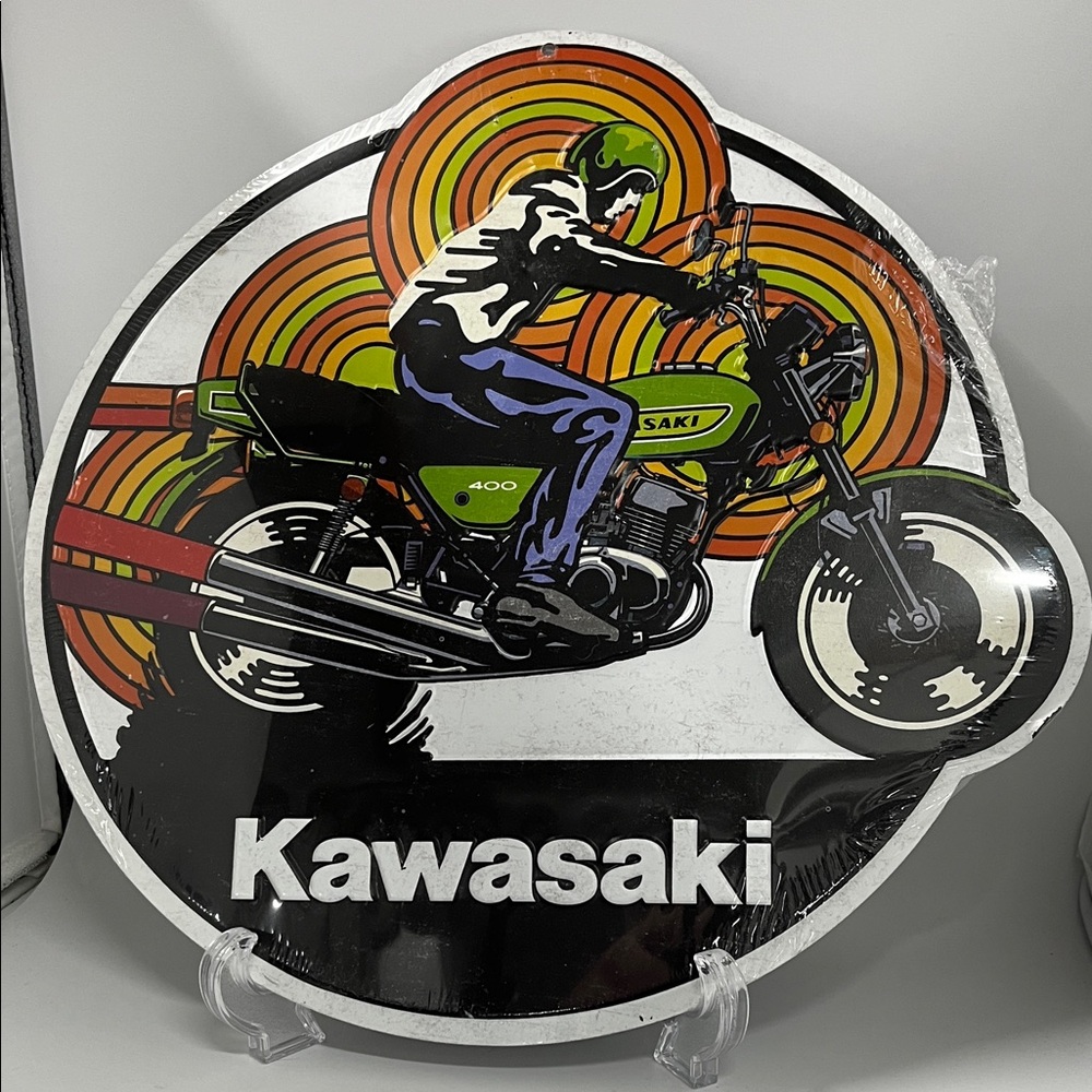 Kawasaki Motorcycle Art Sign - Metal